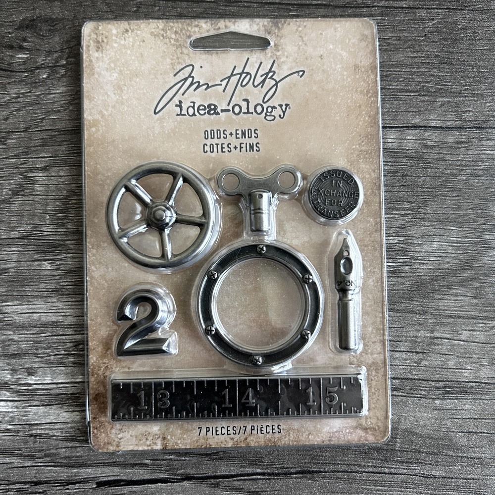 Tim Holtz Idea-ology Lot Label Tape Faucet Knobs Odds Ends Assemblage Chain New - Picture 8 of 10